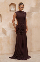 Fioreclo Mireille Maxi Dress in Plum Brown