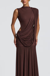 Fioreclo Mireille Maxi Dress in Plum Brown