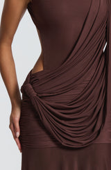 Fioreclo Mireille Maxi Dress in Plum Brown