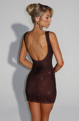 Fioreclo Petrella Mini Dress in Plum Brown
