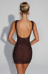 Fioreclo Petrella Mini Dress in Plum Brown
