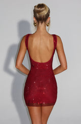 Fioreclo Petrella Mini Dress in Wine