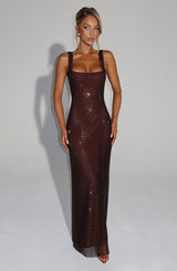 Fioreclo Petrine Maxi Dress in Plum Brown