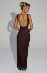 Fioreclo Petrine Maxi Dress in Plum Brown