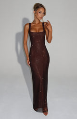 Fioreclo Petrine Maxi Dress in Plum Brown