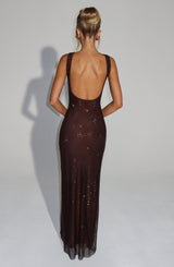 Fioreclo Petrine Maxi Dress in Plum Brown
