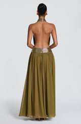 Fioreclo Rosaline Maxi Dress in Deep Olive