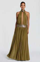 Fioreclo Rosaline Maxi Dress in Deep Olive