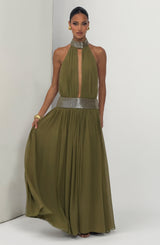 Fioreclo Rosaline Maxi Dress in Deep Olive