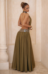 Fioreclo Rosaline Maxi Dress in Deep Olive