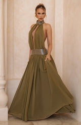 Fioreclo Rosaline Maxi Dress in Deep Olive