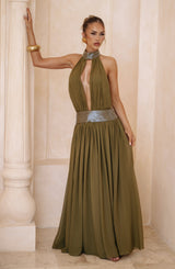 Fioreclo Rosaline Maxi Dress in Deep Olive