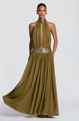 Fioreclo Rosaline Maxi Dress in Deep Olive