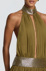 Fioreclo Rosaline Maxi Dress in Deep Olive