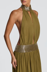 Fioreclo Rosaline Maxi Dress in Deep Olive