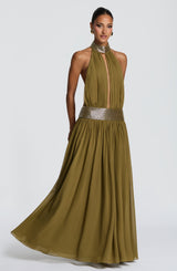 Fioreclo Rosaline Maxi Dress in Deep Olive