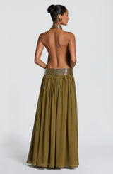Fioreclo Rosaline Maxi Dress in Deep Olive
