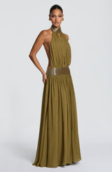 Fioreclo Rosaline Maxi Dress in Deep Olive