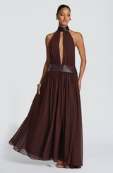 Fioreclo Rosaline Maxi Dress in Plum Brown