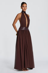 Fioreclo Rosaline Maxi Dress in Plum Brown