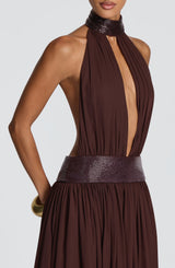 Fioreclo Rosaline Maxi Dress in Plum Brown