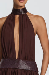 Fioreclo Rosaline Maxi Dress in Plum Brown