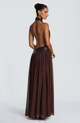 Fioreclo Rosaline Maxi Dress in Plum Brown