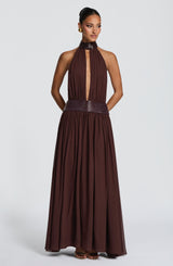 Fioreclo Rosaline Maxi Dress in Plum Brown