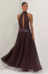 Fioreclo Rosaline Maxi Dress in Plum Brown