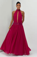 Fioreclo Rosaline Maxi Dress in Raspberry