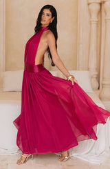 Fioreclo Rosaline Maxi Dress in Raspberry