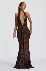 Fioreclo Rosetti Maxi Dress in Leopard Print