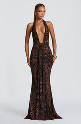 Fioreclo Rosetti Maxi Dress in Leopard Print