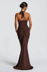 Fioreclo Rosetti Maxi Dress in Plum Brown