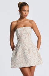 Fioreclo Sabine Mini Dress in Ivory