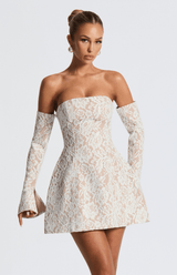 Fioreclo Sabine Mini Dress in Ivory