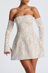 Fioreclo Sabine Mini Dress in Ivory