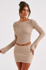 Fioreclo Sabria Mini Skirt in Beige