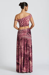 Fioreclo Sairina Maxi Skirt in Magenta Orchid Print