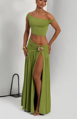 Fioreclo Sairina Maxi Skirt in Olive
