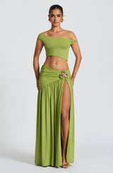 Fioreclo Sairina Maxi Skirt in Olive