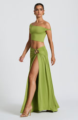 Fioreclo Sairina Maxi Skirt in Olive