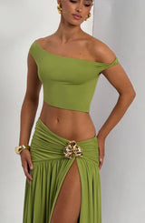 Fioreclo Sairina Maxi Skirt in Olive