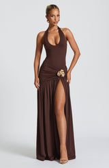 Fioreclo Sairina Maxi Skirt in Plum Brown