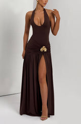 Fioreclo Sairina Maxi Skirt in Plum Brown