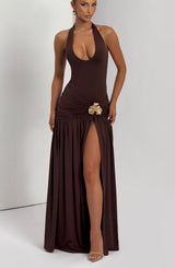 Fioreclo Sairina Maxi Skirt in Plum Brown
