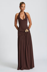 Fioreclo Sairina Maxi Skirt in Plum Brown