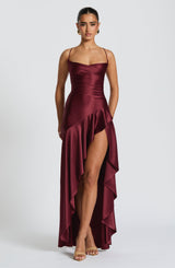 Fioreclo Samara Maxi Dress in Cherry Lacquer