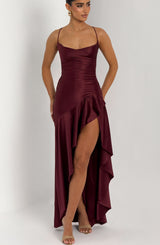 Fioreclo Samara Maxi Dress in Cherry Lacquer