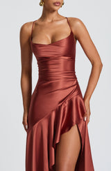 Fioreclo Samara Maxi Dress in Rust